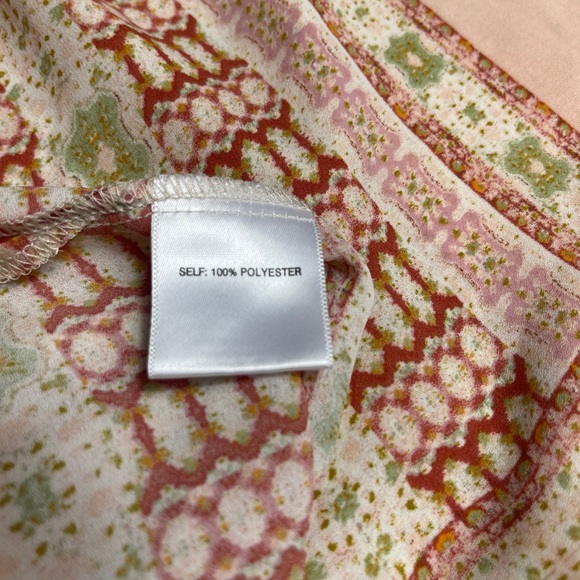 Sleeveless boho print orange tan blouse - Picture 7 of 8